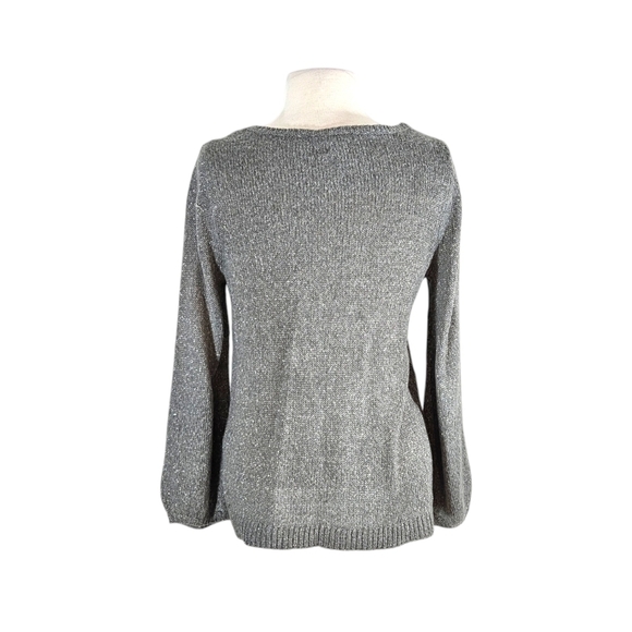 Chico's Gray Grey Paillette Sequin Sweater - Picture 6 of 10